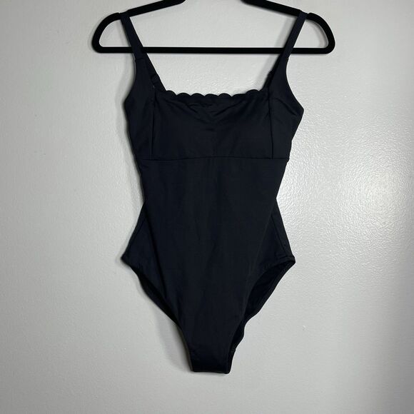 SEA LEVEL SWIM Australia One Piece Swimsuit Size 6 Black NEW Modern Scalloped - Picture 1 of 6